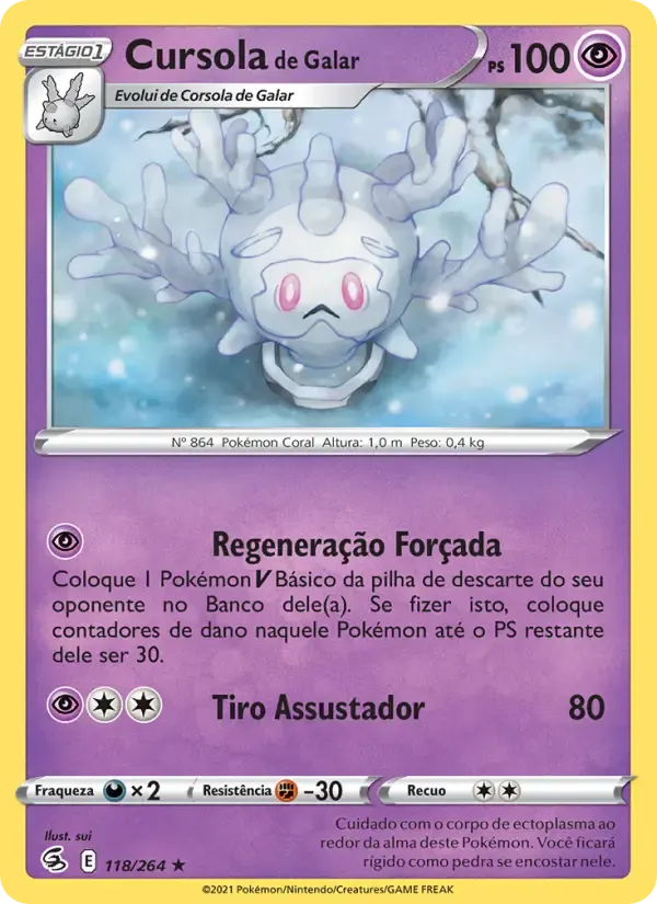 Cursola de Galar — Golpe Fusão 118 Portuguese Pokémon card