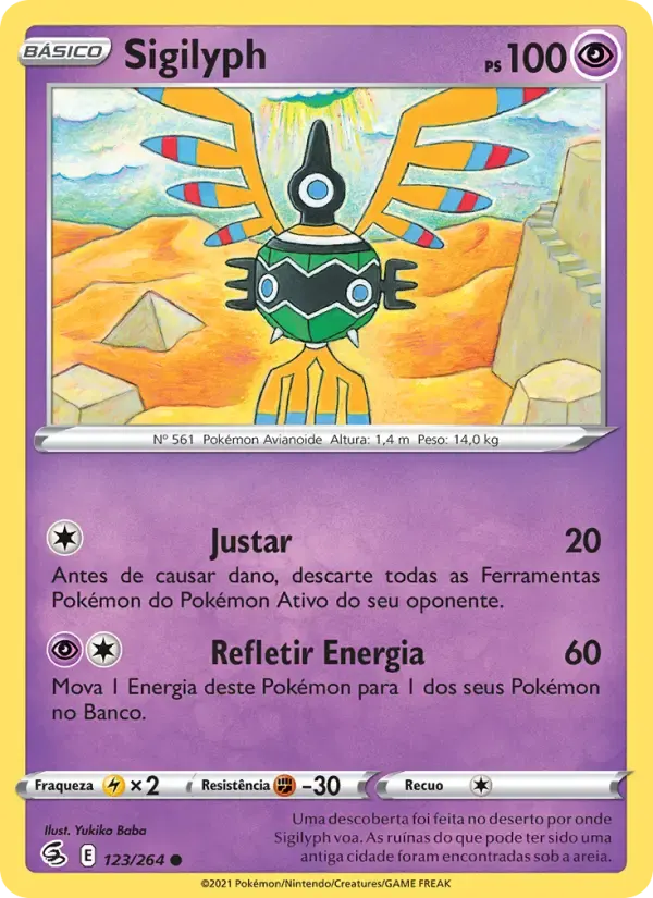 Sigilyph — Golpe Fusão 123 Portuguese Pokémon card