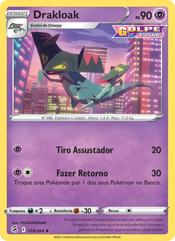 Drakloak — Golpe Fusão 129 Portuguese Pokémon card