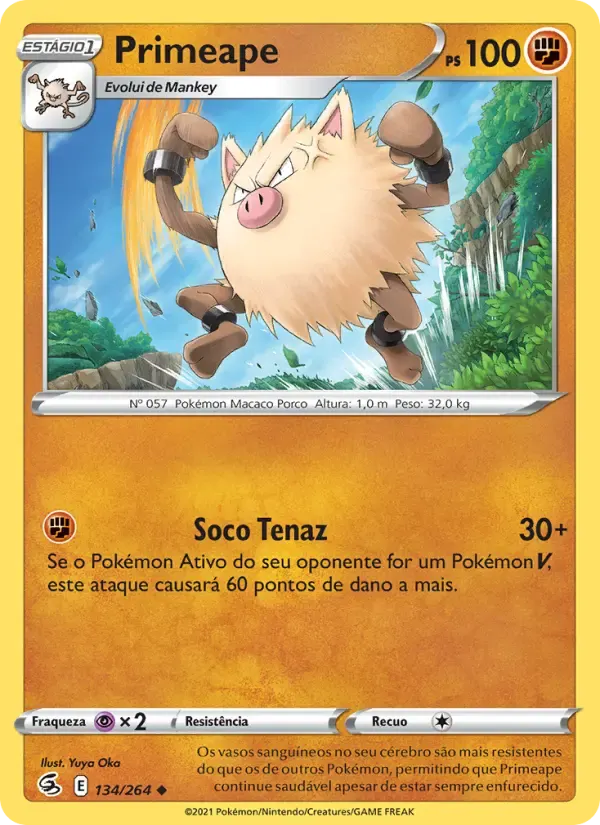Primeape — Golpe Fusão 134 Portuguese Pokémon card