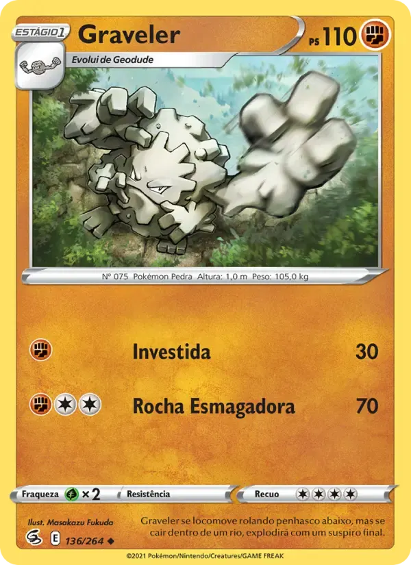 Graveler — Golpe Fusão 136 Portuguese Pokémon card