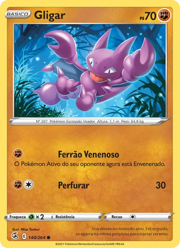 Gligar — Golpe Fusão 140 Portuguese Pokémon card