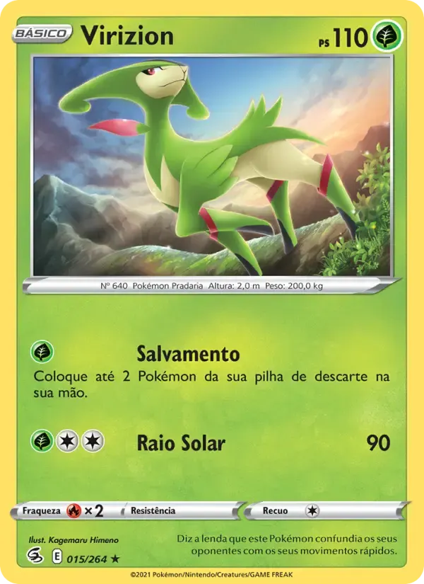 Virizion — Golpe Fusão 15 Portuguese Pokémon card