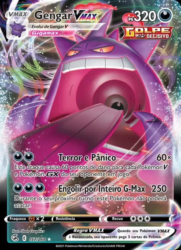Gengar VMAX — Golpe Fusão 157 Portuguese Pokémon card