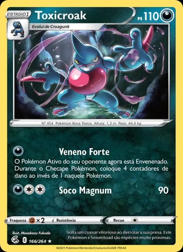 Toxicroak — Golpe Fusão 166 Portuguese Pokémon card