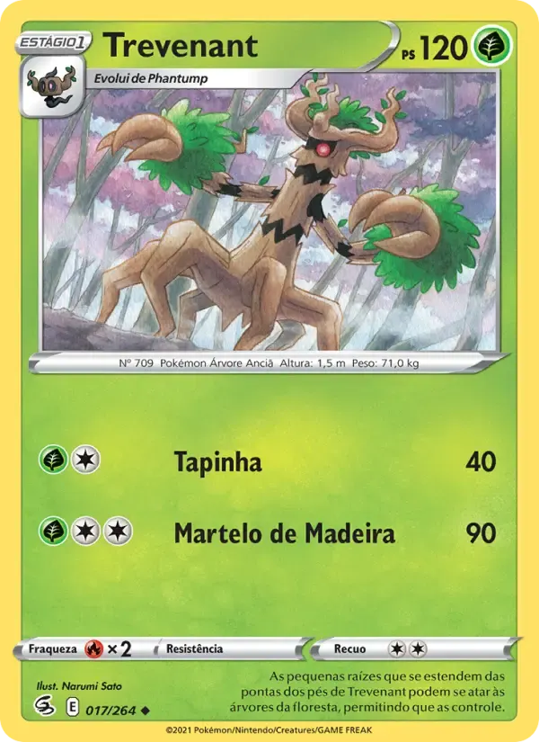 Trevenant — Golpe Fusão 17 Portuguese Pokémon card