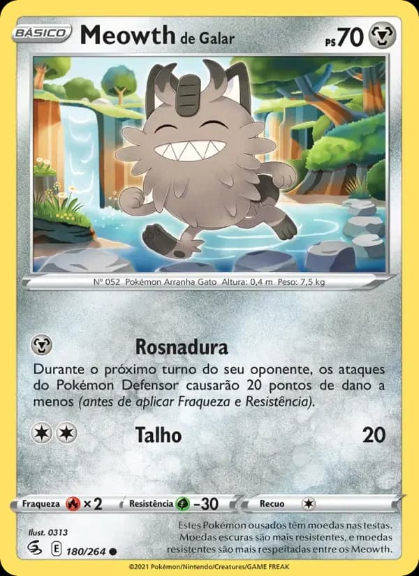Meowth de Galar — Golpe Fusão 180 Portuguese Pokémon card