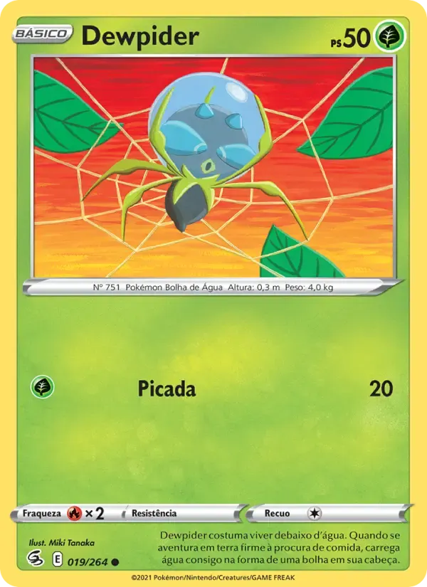 Dewpider — Golpe Fusão 19 Portuguese Pokémon card