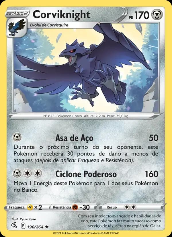 Corviknight — Golpe Fusão 190 Portuguese Pokémon card