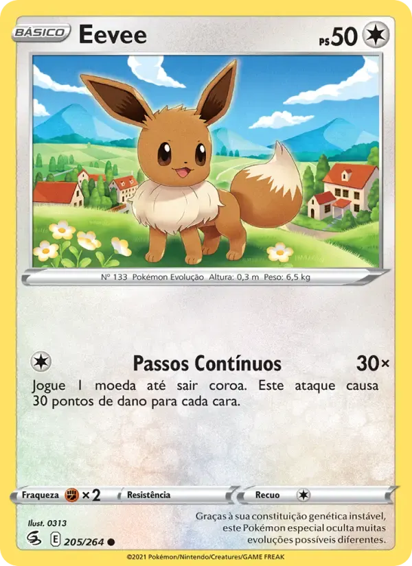 Eevee — Golpe Fusão 205 Portuguese Pokémon card