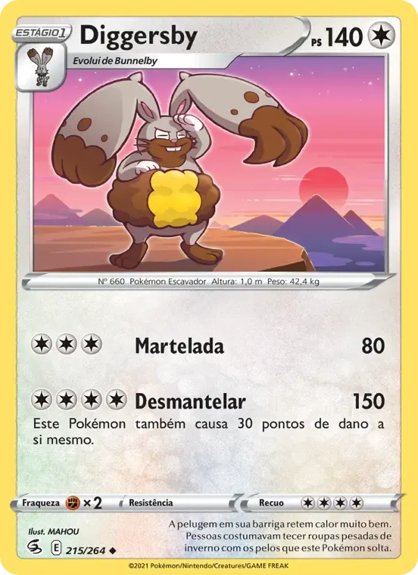 Diggersby — Golpe Fusão 215 Portuguese Pokémon card
