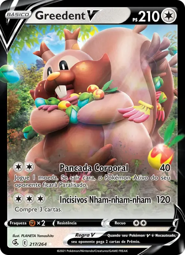 Greedent V — Golpe Fusão 217 Portuguese Pokémon card
