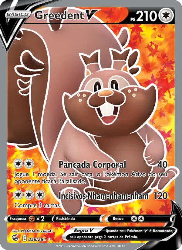 Greedent V — Golpe Fusão 256 Portuguese Pokémon card