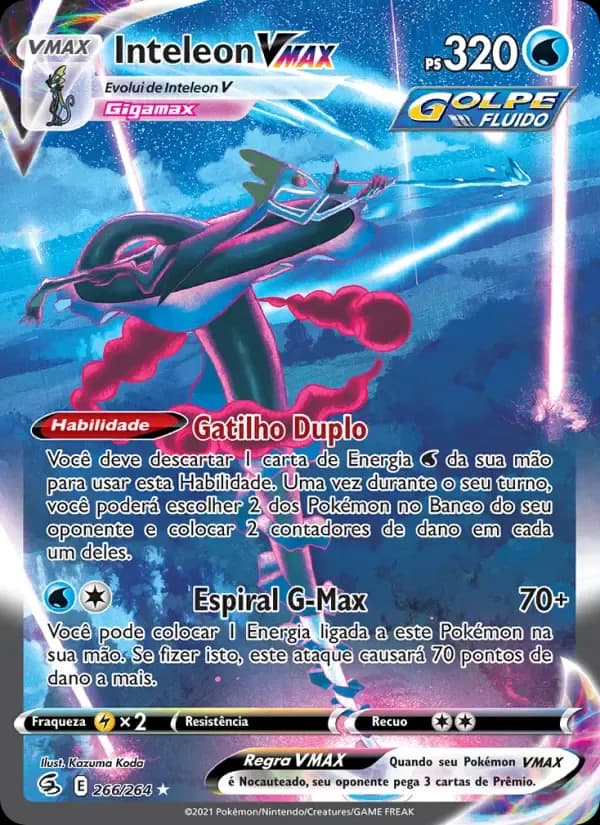 Inteleon VMAX — Golpe Fusão 266 Portuguese Pokémon card