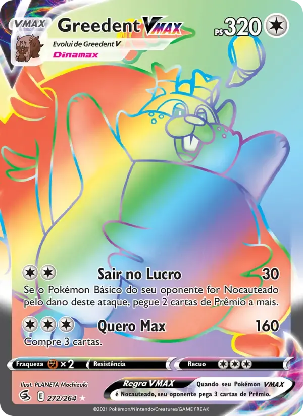 Greedent VMAX — Golpe Fusão 272 Portuguese Pokémon card