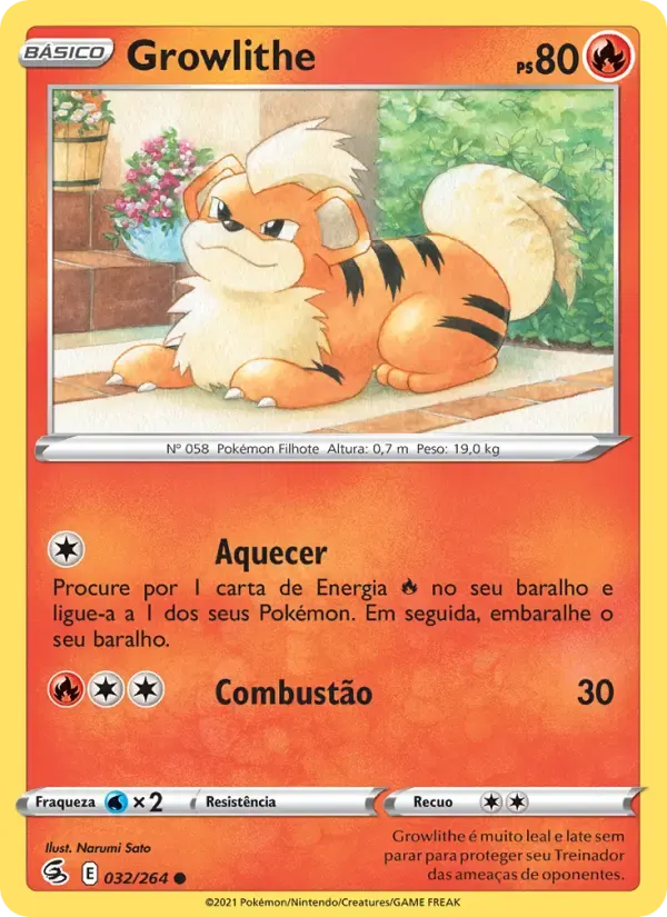 Growlithe — Golpe Fusão 32 Portuguese Pokémon card