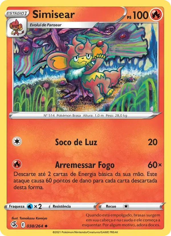 Simisear — Golpe Fusão 38 Portuguese Pokémon card