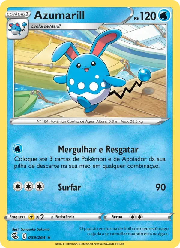 Azumarill — Golpe Fusão 59 Portuguese Pokémon card