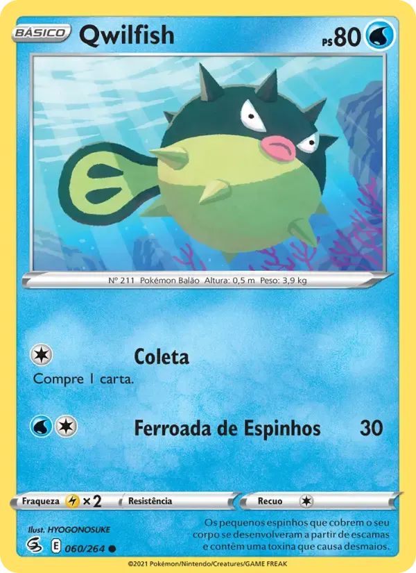 Qwilfish — Golpe Fusão 60 Portuguese Pokémon card
