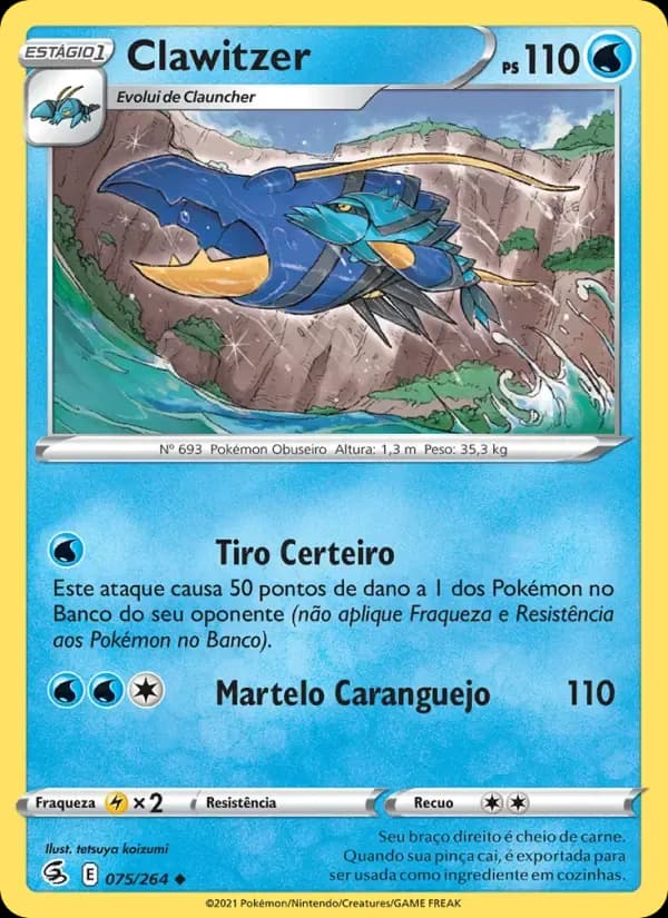 Clawitzer — Golpe Fusão 75 Portuguese Pokémon card