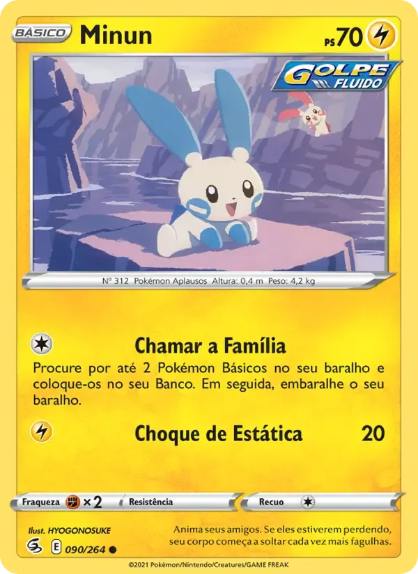 Minun — Golpe Fusão 90 Portuguese Pokémon card