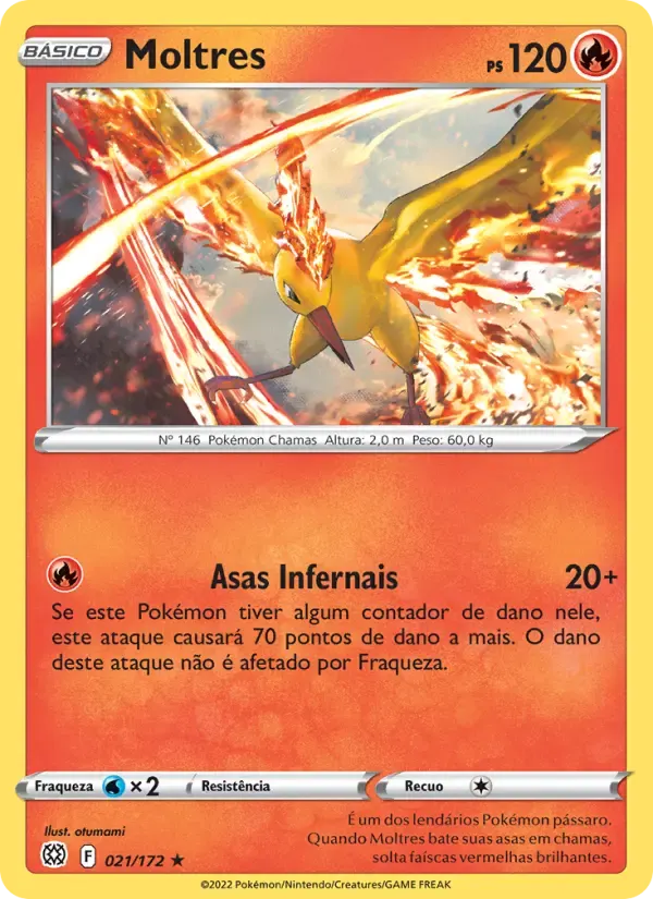Moltres — Astros Cintilantes 21 Portuguese Pokémon card