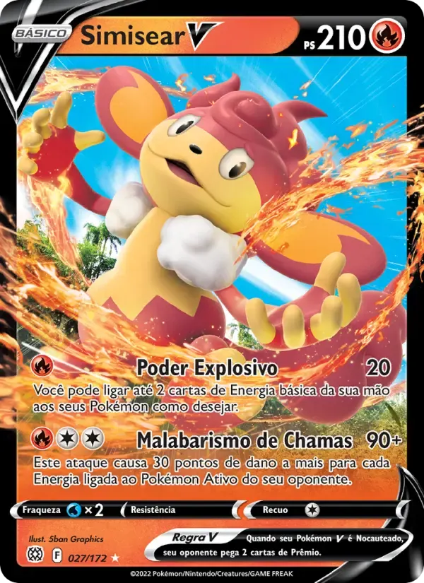 Simisear V — Astros Cintilantes 27 Portuguese Pokémon card