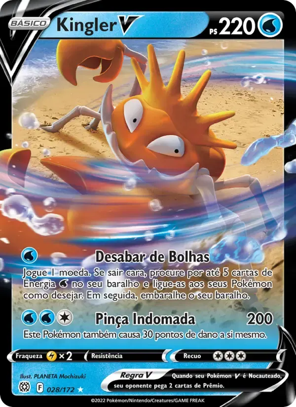 Kingler V — Astros Cintilantes 28 Portuguese Pokémon card