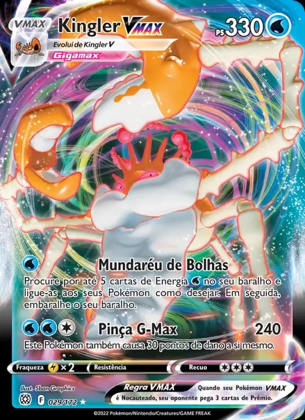 Kingler VMAX — Astros Cintilantes 29 Portuguese Pokémon card