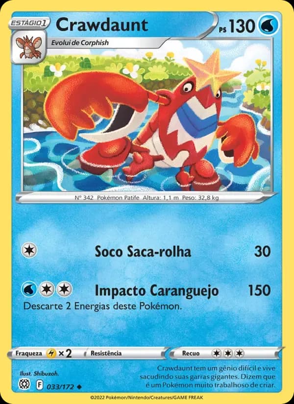 Crawdaunt — Astros Cintilantes 33 Portuguese Pokémon card