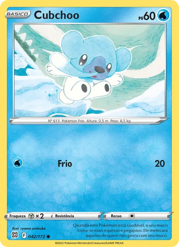 Cubchoo — Astros Cintilantes 42 Portuguese Pokémon card