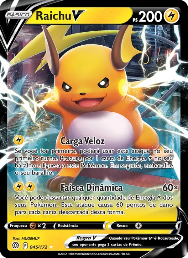 Raichu V — Astros Cintilantes 45 Portuguese Pokémon card
