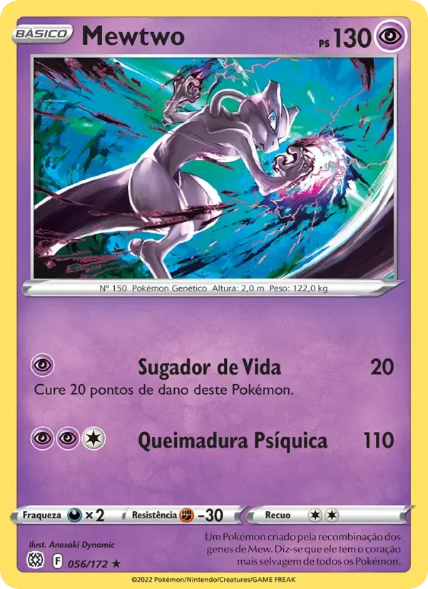 Mewtwo — Astros Cintilantes 56 Portuguese Pokémon card