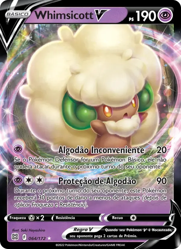 Whimsicott V — Astros Cintilantes 64 Portuguese Pokémon card