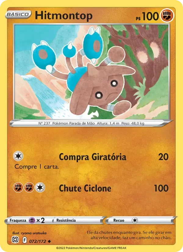 Hitmontop — Astros Cintilantes 72 Portuguese Pokémon card
