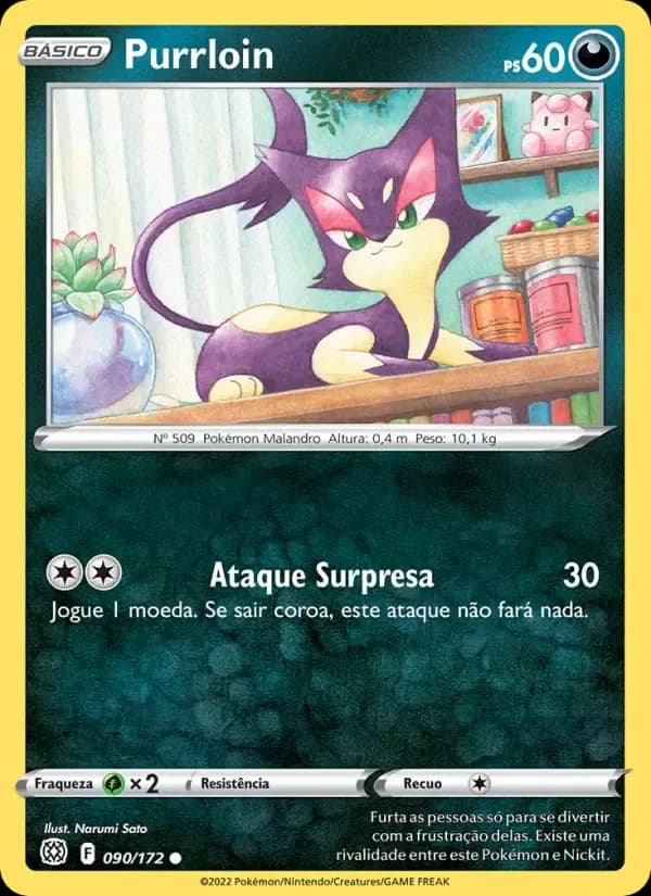 Purrloin — Astros Cintilantes 90 Portuguese Pokémon card