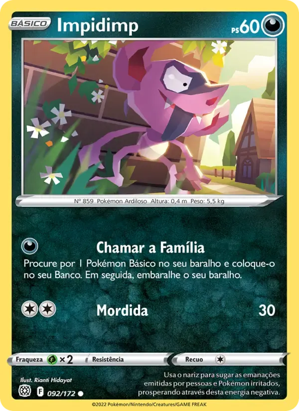 Impidimp — Astros Cintilantes 92 Portuguese Pokémon card
