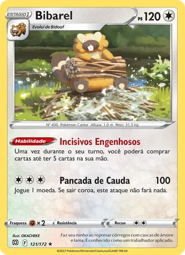 Bibarel — Astros Cintilantes 121 Portuguese Pokémon card