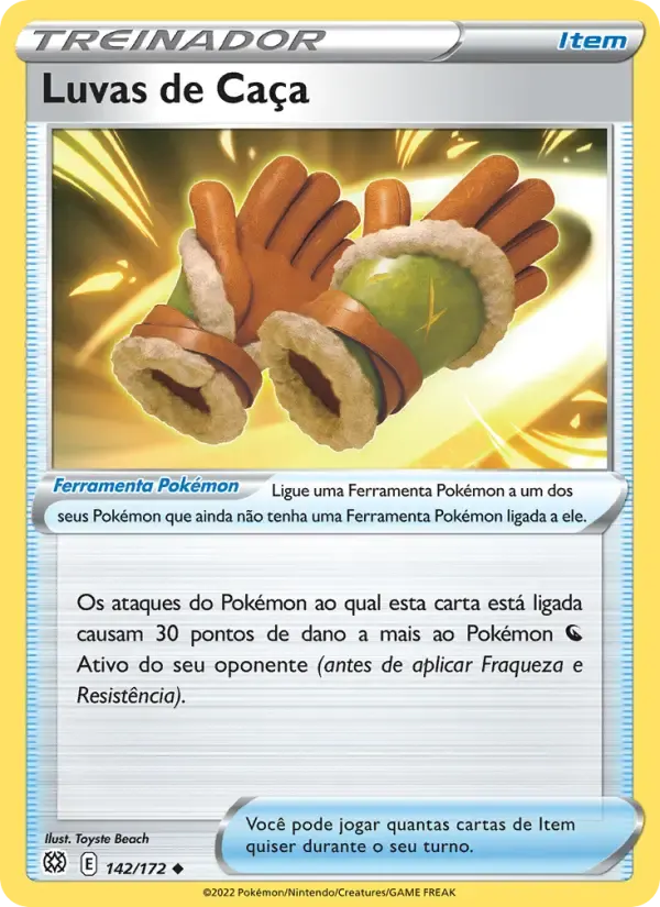 Luvas de Caça — Astros Cintilantes 142 Portuguese Pokémon card