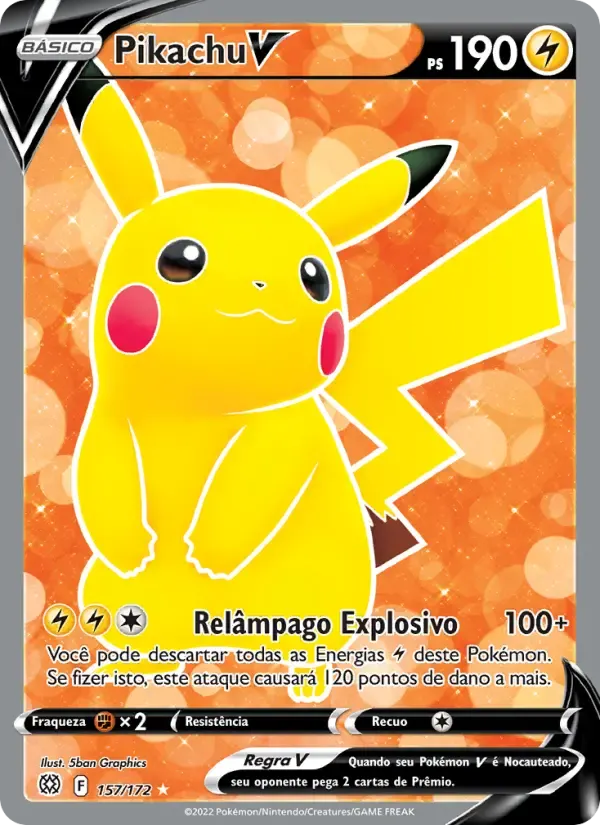 Pikachu V — Astros Cintilantes 157 Portuguese Pokémon card