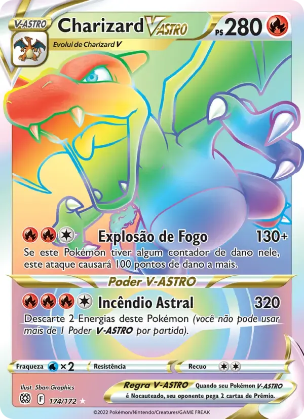 Charizard V-ASTRO — Astros Cintilantes 174 Portuguese Pokémon card