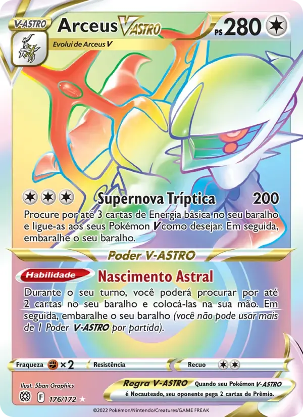 Arceus V-ASTRO — Astros Cintilantes 176 Portuguese Pokémon card