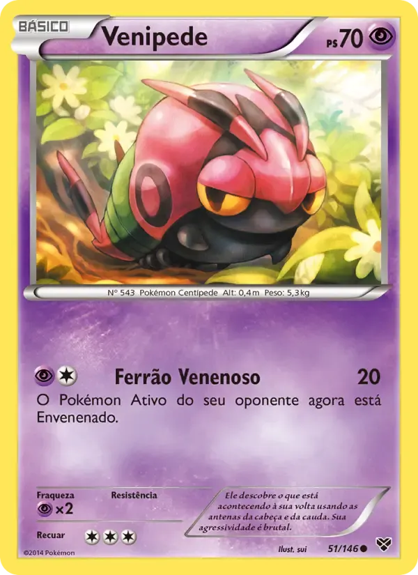 Venipede — XY 51 Portuguese Pokémon card