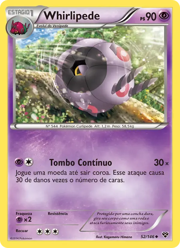 Whirlipede — XY 52 Portuguese Pokémon card