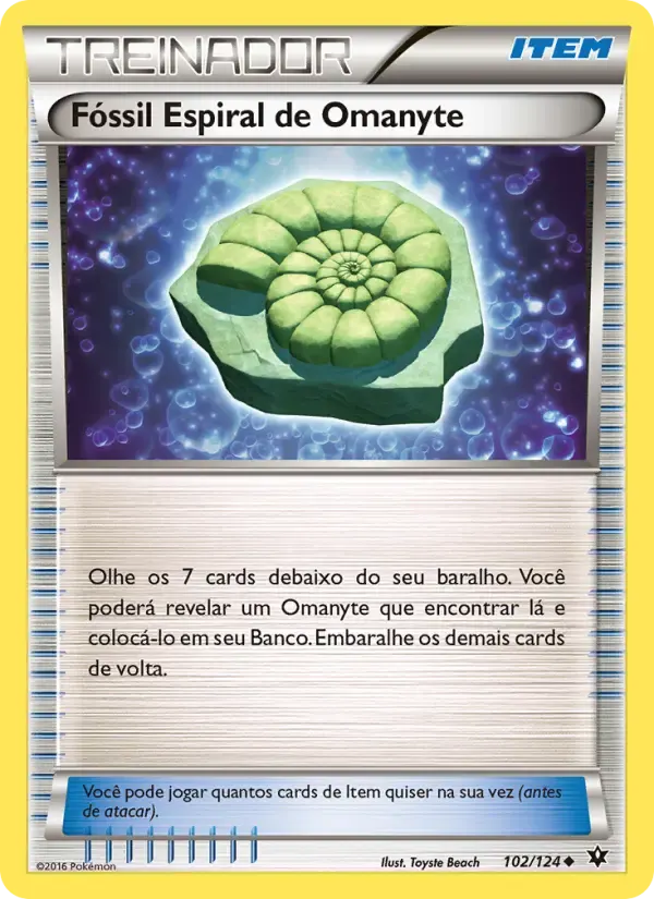 Fóssil Espiral de Omanyte — Fusão de Destinos 102 Portuguese Pokémon card
