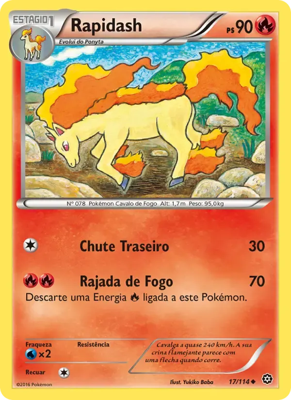 Rapidash — Cerco de Vapor 17 Portuguese Pokémon card