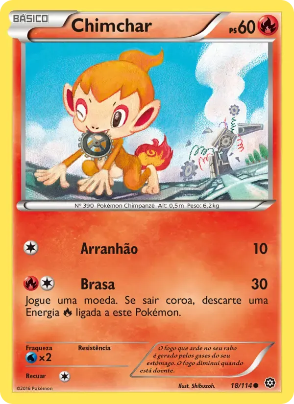Chimchar — Cerco de Vapor 18 Portuguese Pokémon card