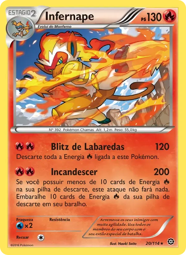 Infernape — Cerco de Vapor 20 Portuguese Pokémon card