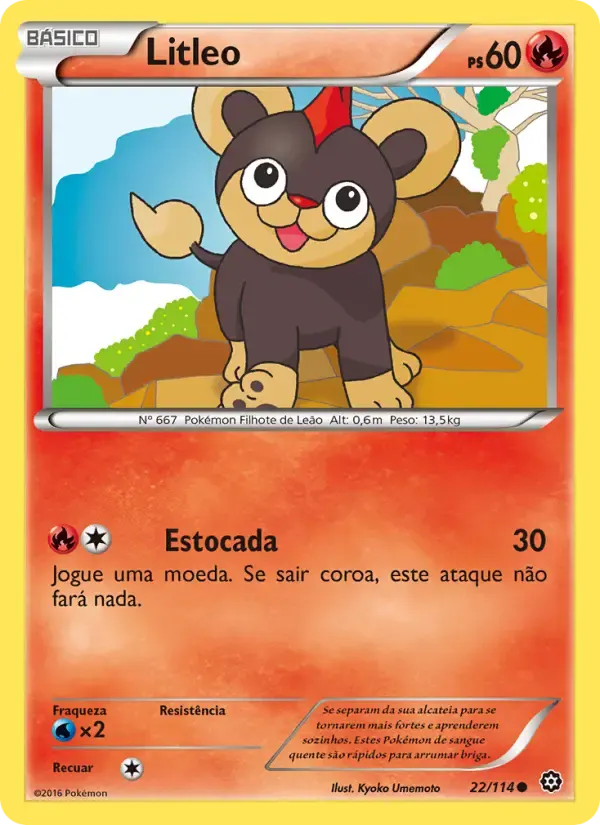 Litleo — Cerco de Vapor 22 Portuguese Pokémon card
