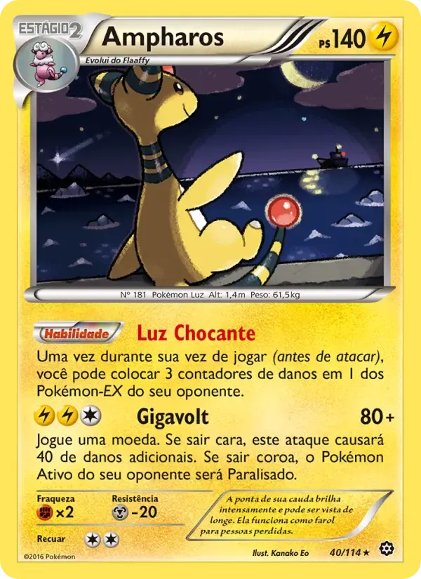Ampharos — Cerco de Vapor 40 Portuguese Pokémon card
